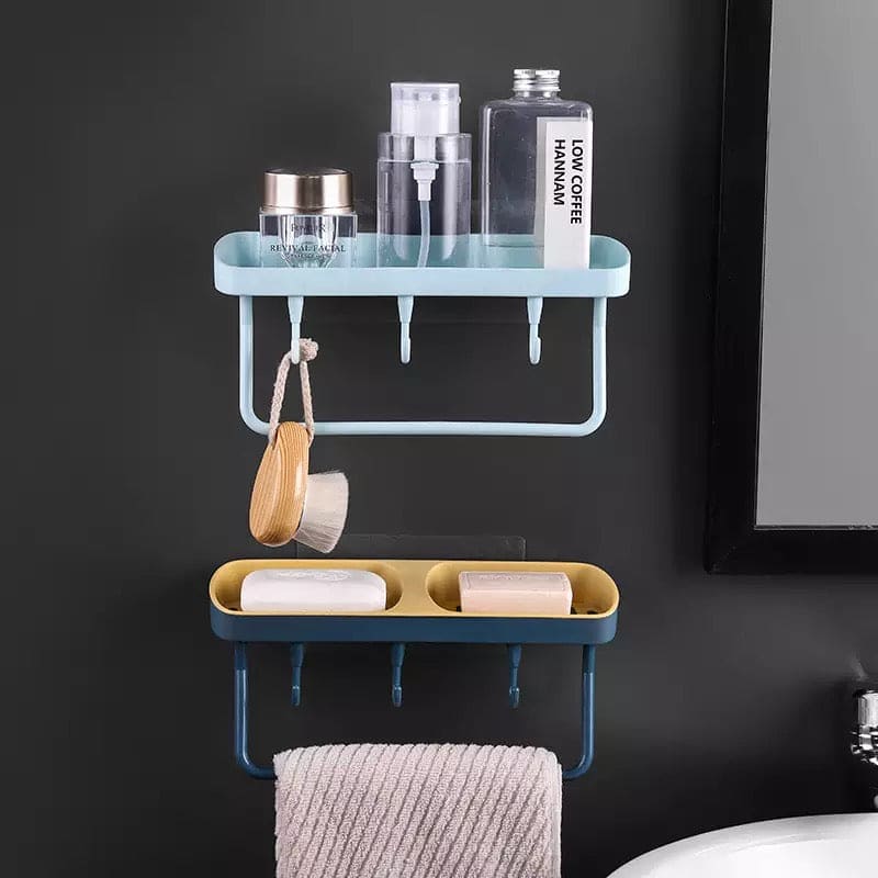 Two Grid Soap Box, Wall Mounted Soap Drain Holder, Multifunctional Bathroom Kitchen Hanging Storage Organizer, Portable Drain Suction Cup Soap Dish