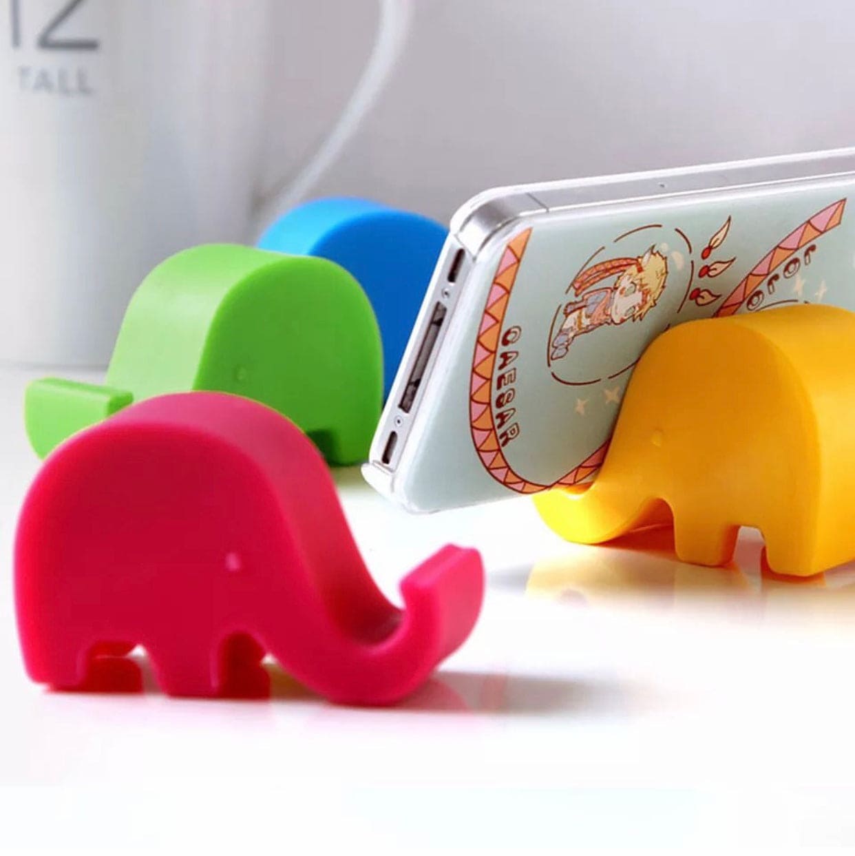 4 Pcs Cute Cartoon Mini Elephant Phone Holder, Multifunctional Desktop Stand Tablet Pc Stand, Portable Lazy Bracket