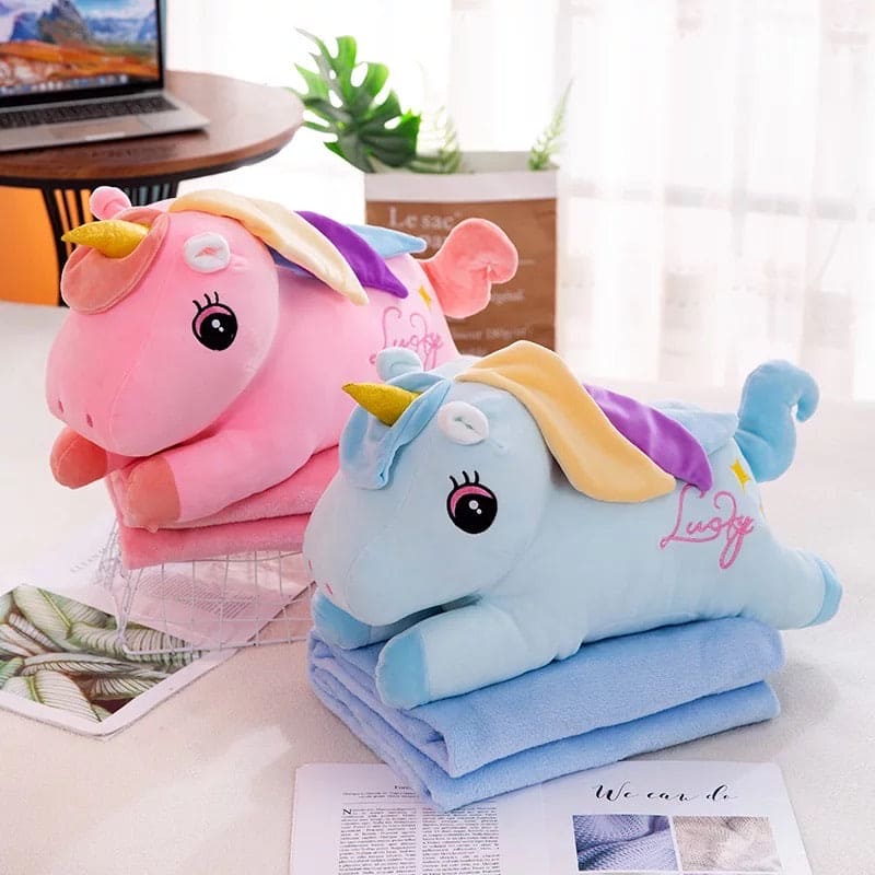 2 in 1 Unicorn Plush Pillow with Blanket