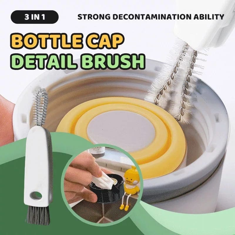3-in-1 Cup Cover Lid Cleaning Brush Lunch Box Nipple Gap Groove Cleaning  Brush Mini Silicone Cup-Holder Household Cleaner Tools