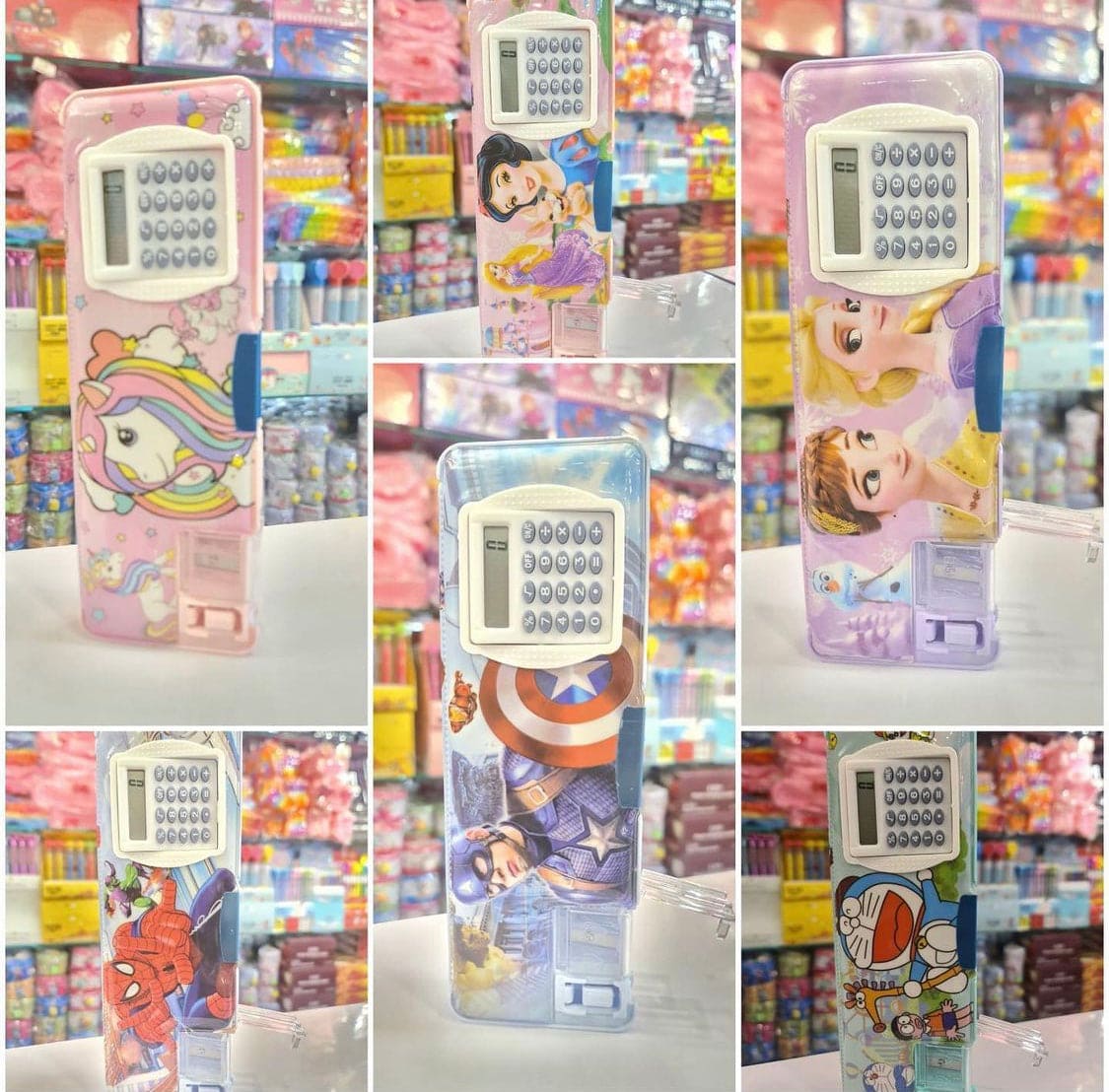 Disney Frozen Double Cartoon Stationary Box + Calculator, Student Creative Multifunctional Pencil Box, School Supplies Gift