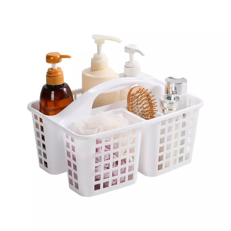Multigrid Durable Plastic Toiletries Storage Basket, Portable Bathroom Bath Storage Basket, Drainage Holes Plastic Bathroom Storage Organizer