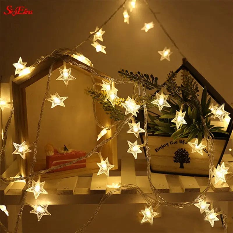 20 Led Star Lights, Star Shaped Curtain String Lights, Decoration Garland Lamp For Decoration, Outdoor Patio Decoration Twinkle Lamp