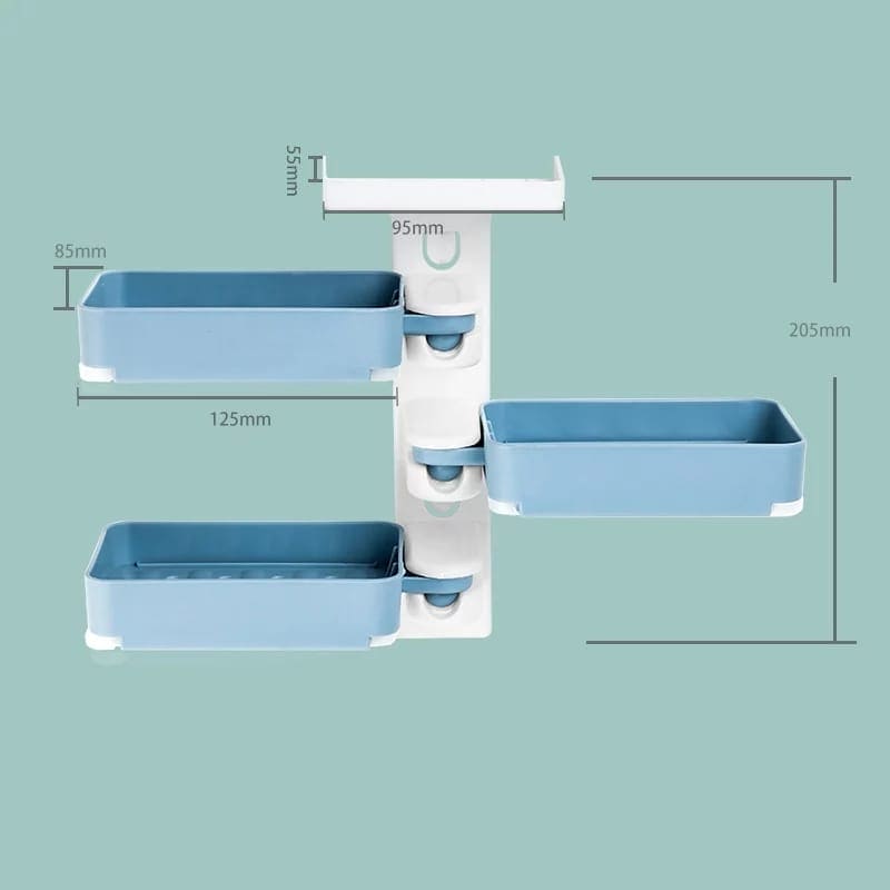 Multilayers Soap Dishes Holder, 180˚ Degree Rotatable Super Strong Self-Adhesive Punch-free Soap Rack for Bathroom Kitchen,