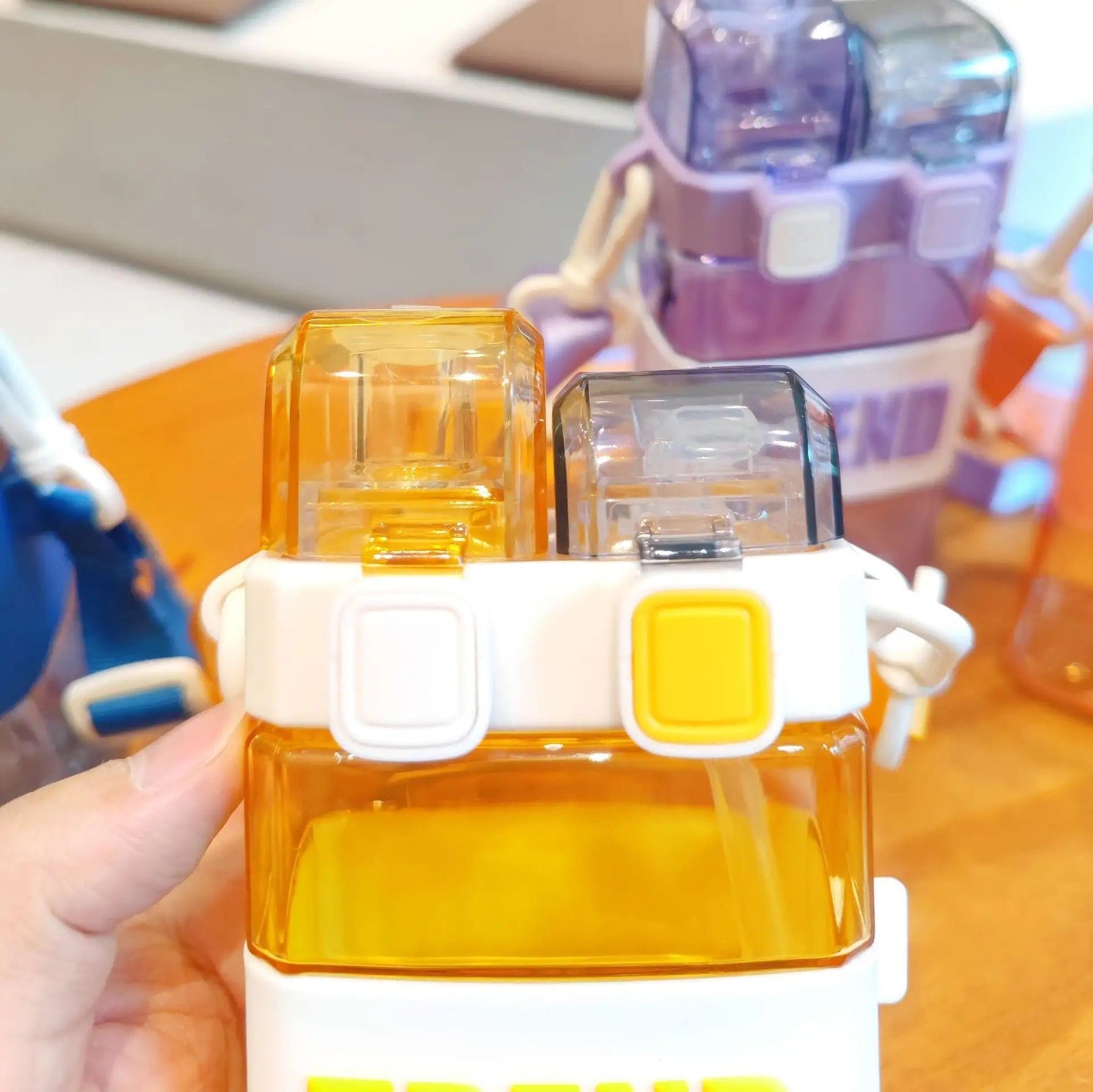 Trend Double Drinking Water Bottle, Punk Square Water Cup, Plastic Portable Drinking Cup, Portable Leakproof Double Drinking Plastic Cup, 520ml Sports Water Bottle