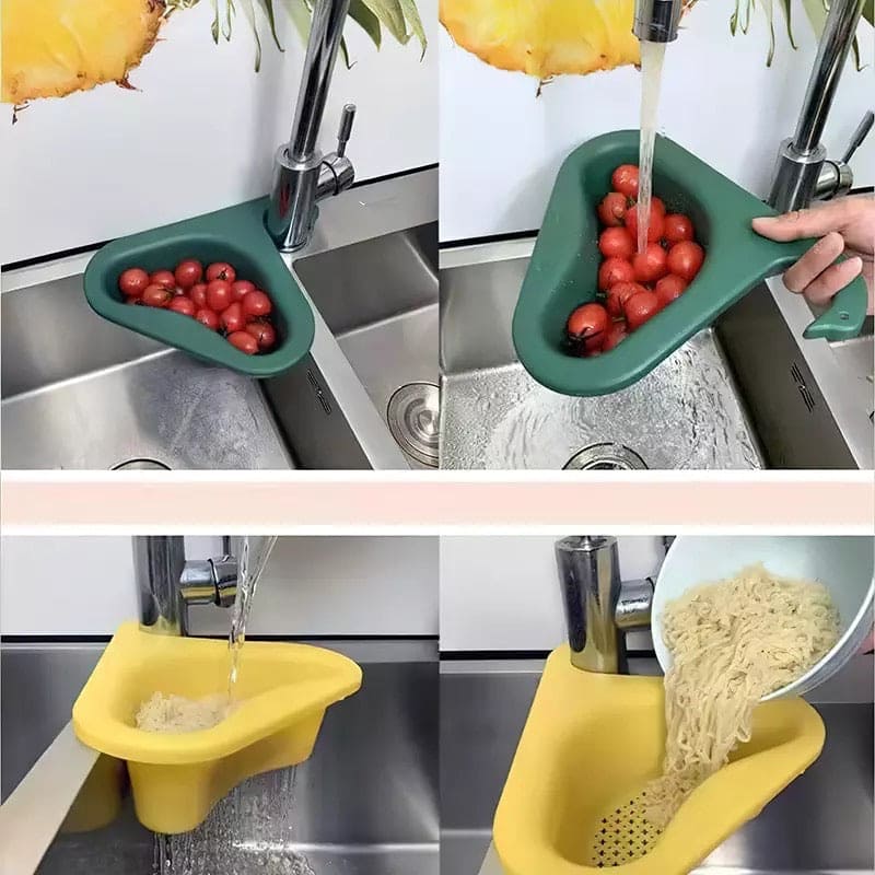 Kitchen Sink Drain Basket Sponge Faucet Drainer Holder Hanging Plastic Strainer Vegetable Food Garbage Shelf, Sink Colander Fruits And Vegetables Drain Basket, Left Over Strainer