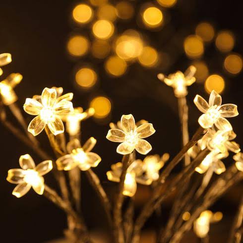 24 LED Lights Cherry Blossom Tree Lamp, Electric Operated LED USB Cherry Plum Blossom Tree Light, Night light Table Lamp, Adjustable Side Night Lamp
