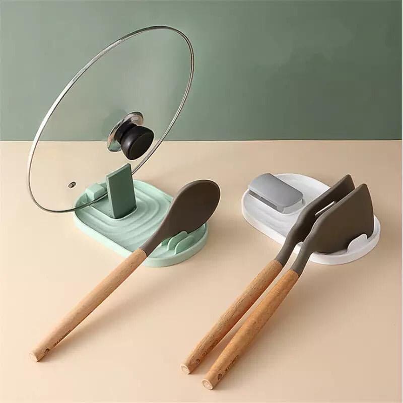 Kitchen Spatula Spoon Rest, Pot Lid Holder, Kitchen Utensil Storage, Multi-functional Rack Kitchen Gadget