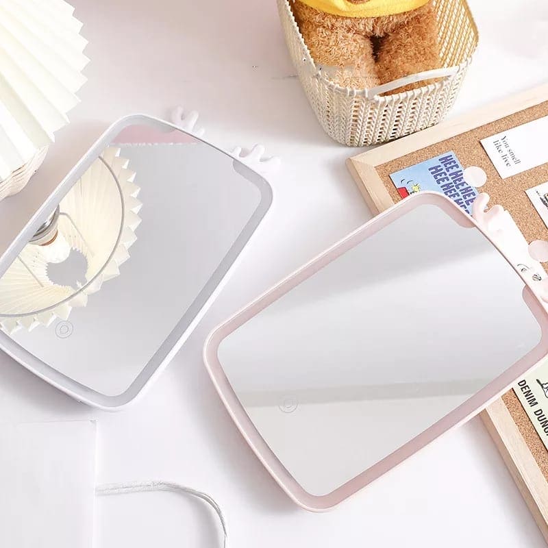 Led Rechargeable Desktop Mirror, Lighted Makeup Mirror, Brightness Adjustable USB Rechargeable Travel Portable Light up Mirror, Touch Screen LED Vanity Mirror