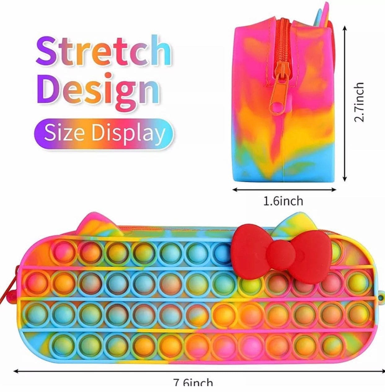 Pop Pencil Case For School Stationary, Silicone Bubble Toy Stationery Storage Bag, Silicon Sensory Stress Relieve Game