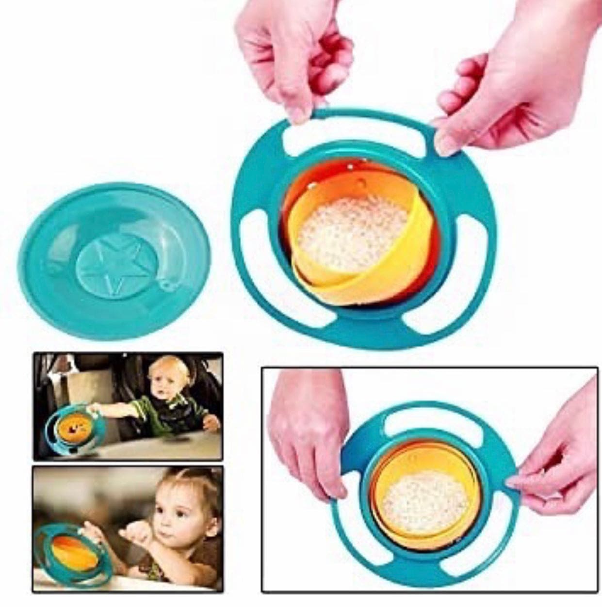 360 Degree Gyro Magic Baby Anti Spill Bowl, Baby Feeding Toy Bowl, Baby Food Dinnerware, Spill-Proof Universal Gyro Bowl