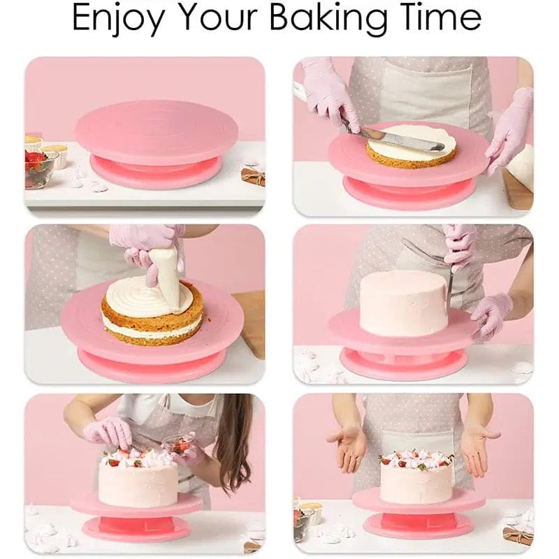 Cake Turntable Stand, Rotating Stable Anti-skid Round Cake Table, Cake Decorating Rotary Table, Kitchen Baking Tool, Revolving Dessert Serving Plate