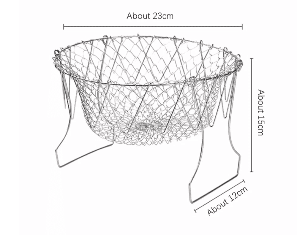 Stainless Steel Folding Round Frying Basket For Fries, Multi-functional Drain Basket, Fry Basket for Fried Food