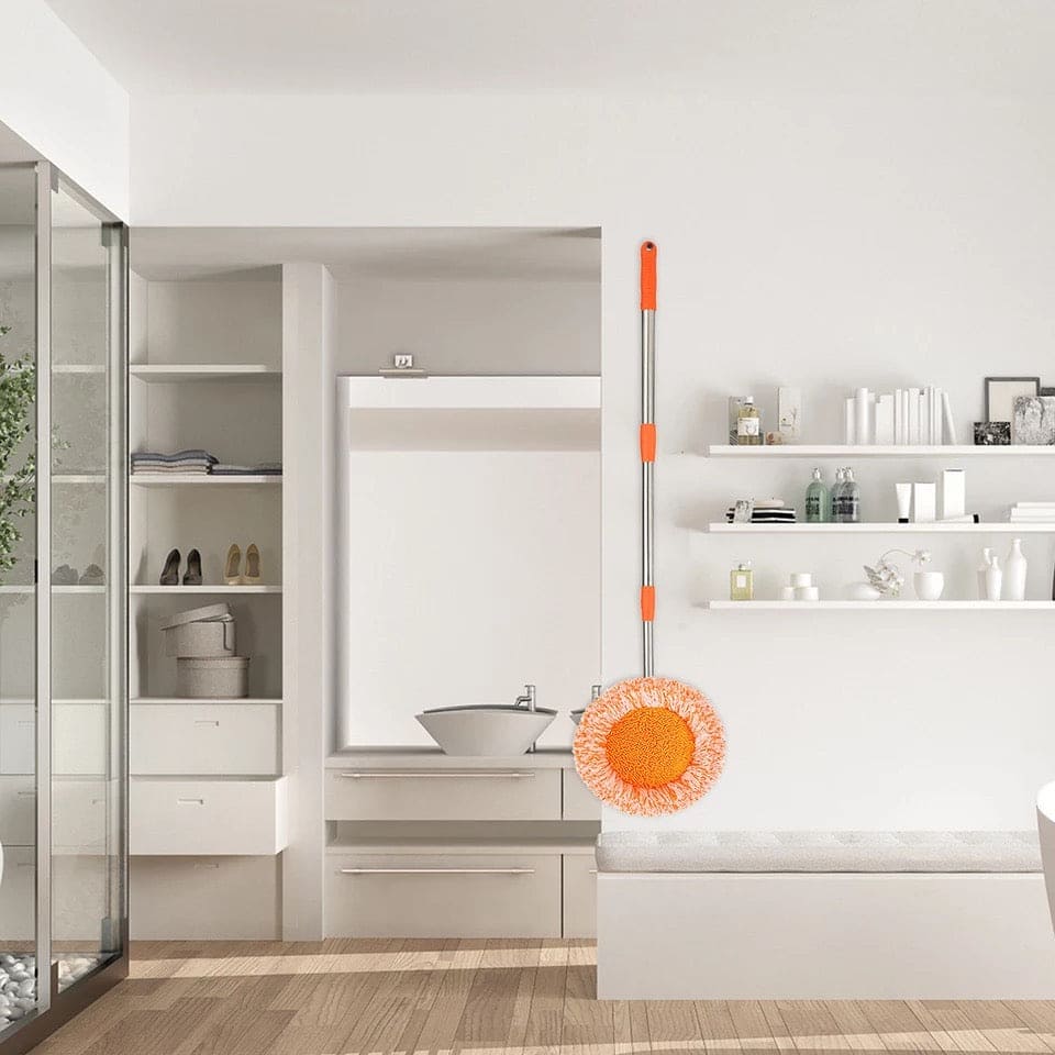 Round Spin Mop For Wash, Multifunctional Wash Floor Mop, Three Section Telescopic Handle Household Tool, Glass Floors Car Wash Mop, Rotating Wall Cleaning Mop