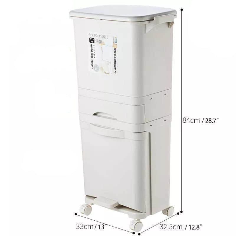 3 Layer Trash Bin, Kitchen Gargabe Can, Recyclable Vertical Trash Cabinet,  Household Waste Bin With Wheels, Large Plastic Cube Storage Bins Basket With Lid, Household Classification Bucket, 42L Three-layer Kitchen Separation Trash Can