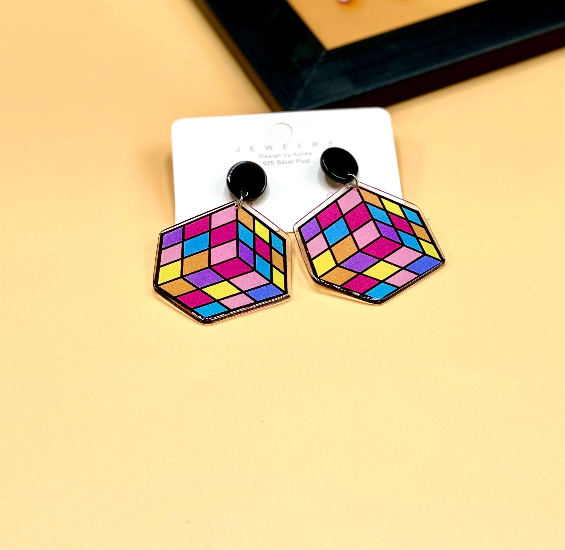 Rubik's Cube Drop Earrings For Women