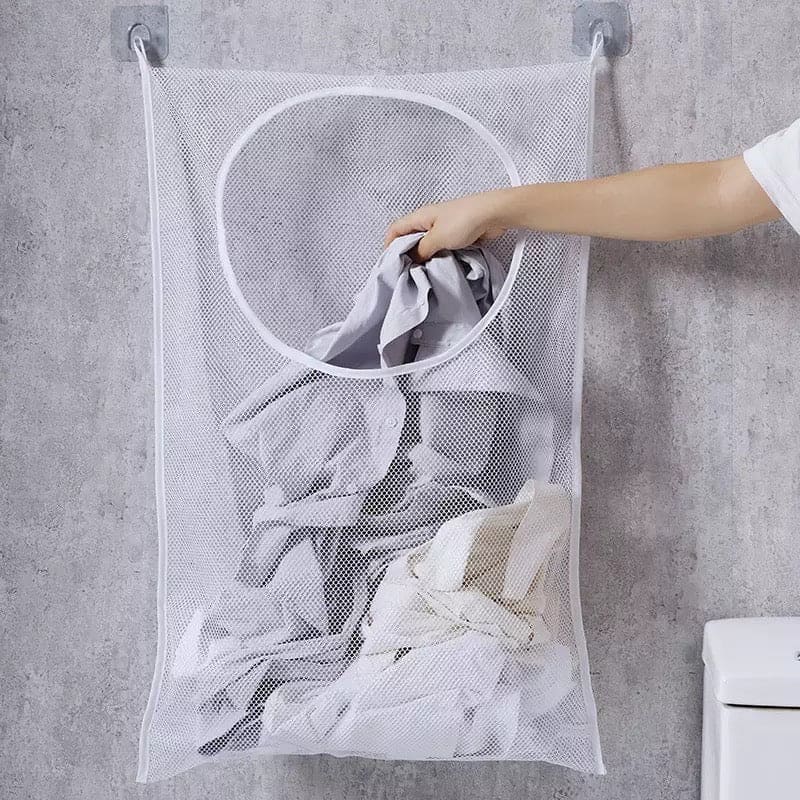 Wall-Mounted Laundry Basket, Mesh Clothes Storage Basket, Bathroom Clothes Organizer