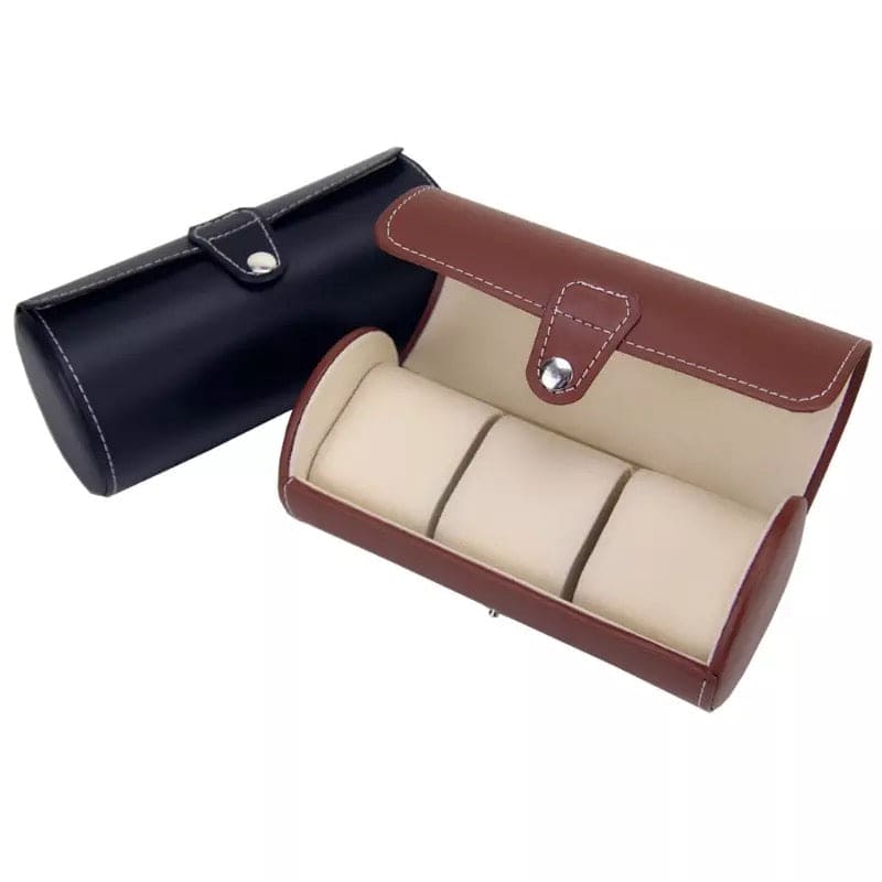 3 Slots Watch Roll Travel Case, Portable Vintage Leather Display Watch Storage Box, Watch Organizers, Wristwatch Box, Watch Roll, Portable Vintage Leather Display Watch Storage Box, Travel Watch Holder