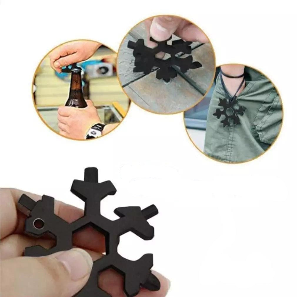 Amazing 18 In 1 Multifunctional Wrench Key, Camping Outdoor Survive Tools, Stainless Steel Snowflake Wrench, Star Anise Screwdriver Home/Outdoor Emergency Spanner,  Snowflake Bottle Opener, Household Handy Survival Gadget