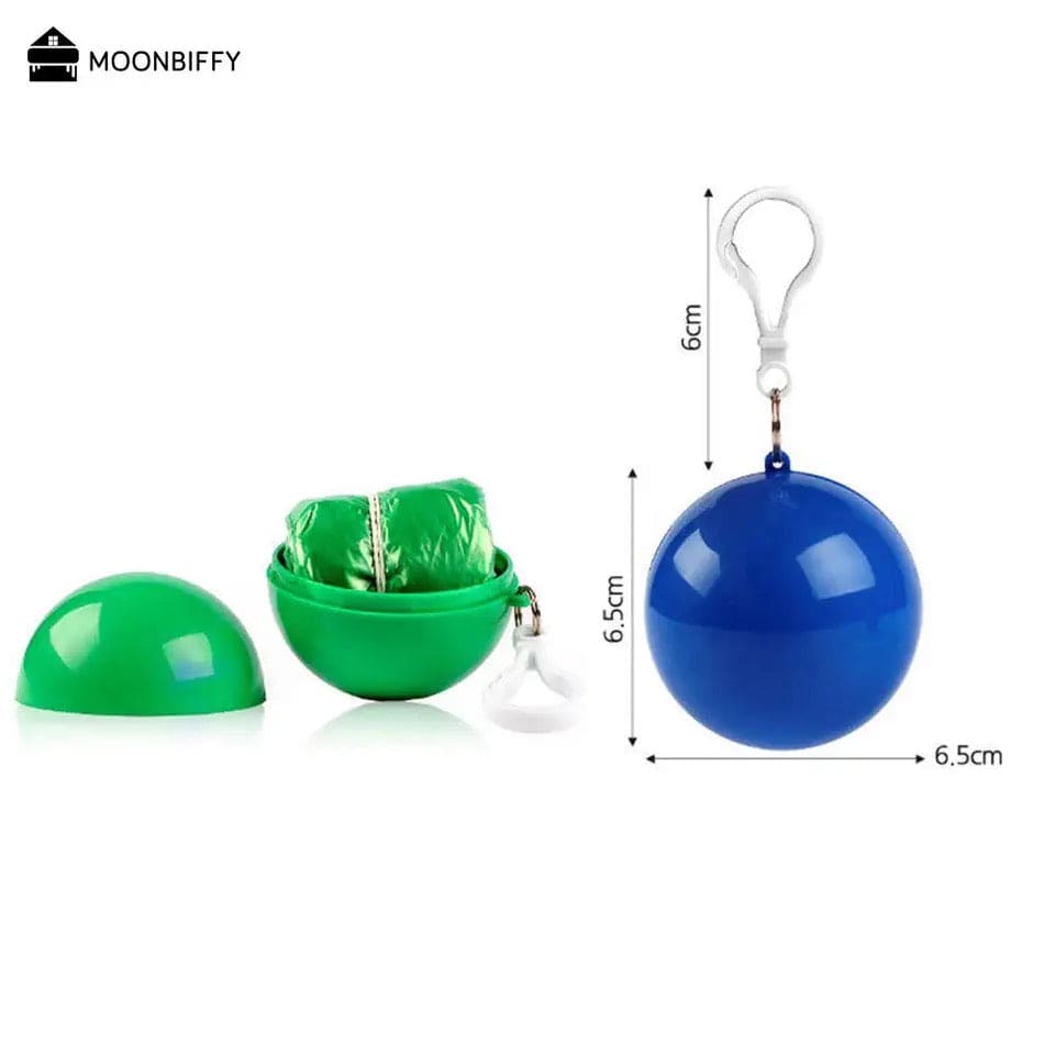 Convenient Portable Rain Ponchos Ball, Disposable  Waterproof Raincoat Colorful Poncho With Hook, Disposable Poncho Unisex Transparent Hooded Raincoat, Outdoor Travel Plastic Ball Rain Jacket