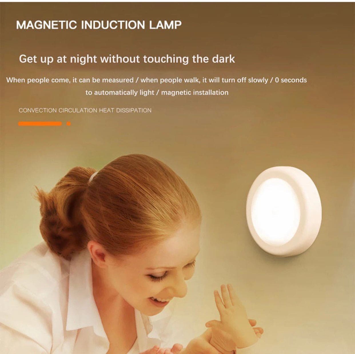 Motion Sensor Night Lamp, Magnetic Body Induction Lamp, Wireless Hook Magnetic Closet Bedroom Wall Lamp
