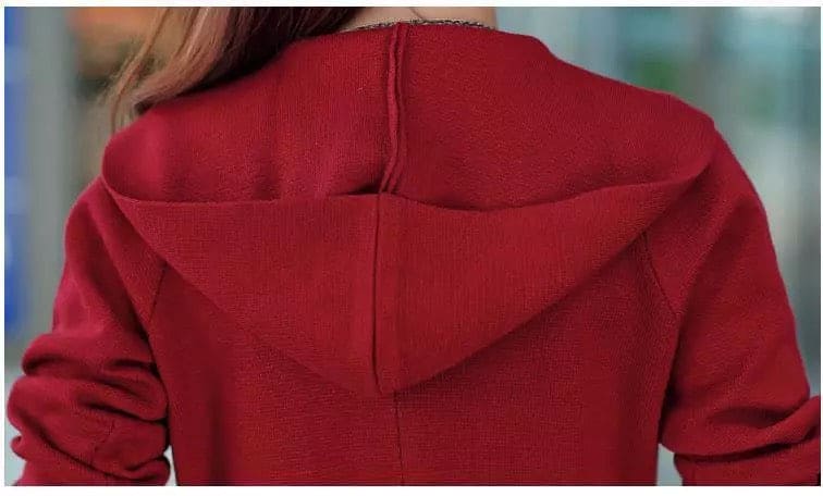 Cardigan Open Stitch Coat, Female Casual Warm Long Sleeve  Hooded, Cardigan Lady Open Stitch Sweater, Autumn New Women's Long Sweater Hoodie Coat