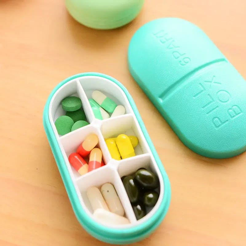 6 Part Pill Box, Portable Travel 6-Slot Medical Pill Holder, Mini 6 Slot Medicine Organizer, Medicine Case Organizer, Small Mini Pill Box, Seal Pill Storage Organizer, Outdoor Travel Pill Dust-proof Protect Container