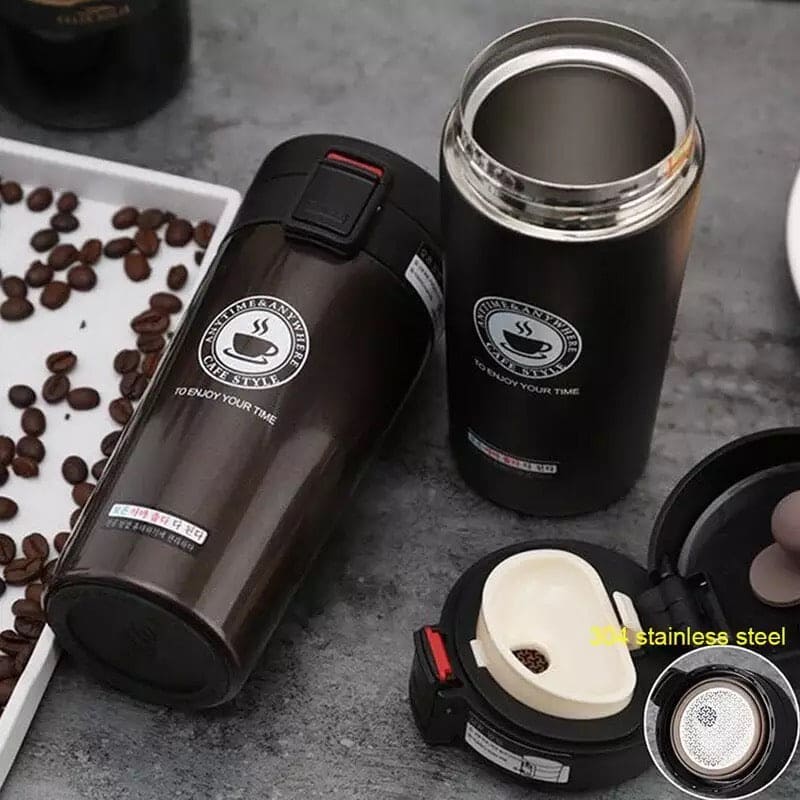 380ml Stainless Steel Travel Coffee Thermos, Insulated Travel Thermos, Water Bottle Tumbler, Portable Car Thermo Vacuum Flasks, Tea Water Bottle