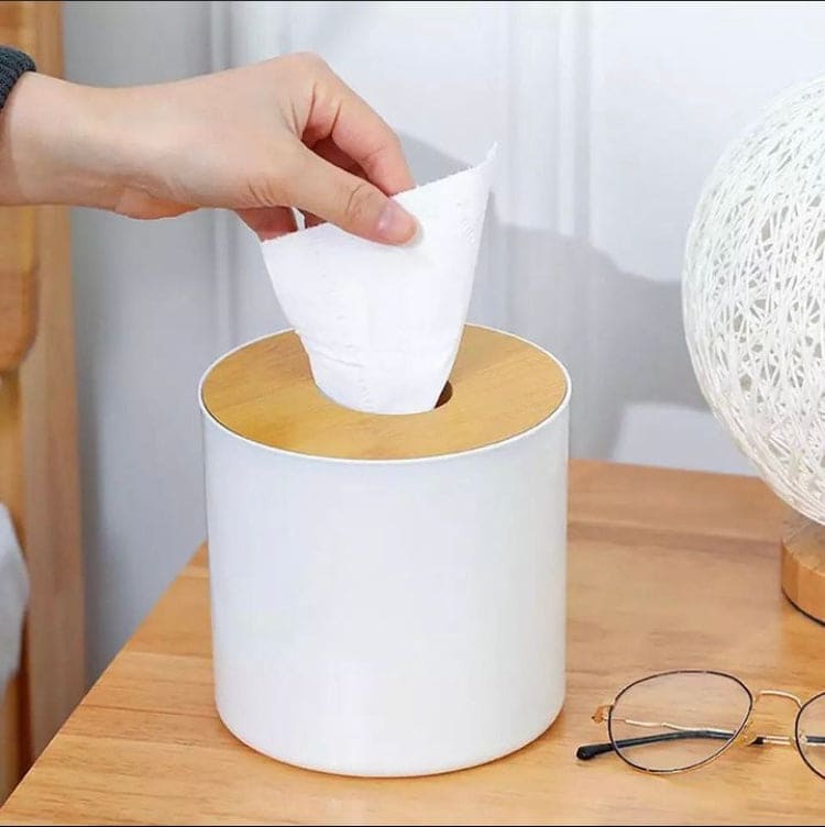 Wooden Cover Round Tissue Box, Bamboo Wood Drawer Napkin Box, Toilet Roll Holder, Living Room Toilet Roll Paper Box, Simple Stylish Home Tissue Paper Dispenser, Drawing Tissue Organizer