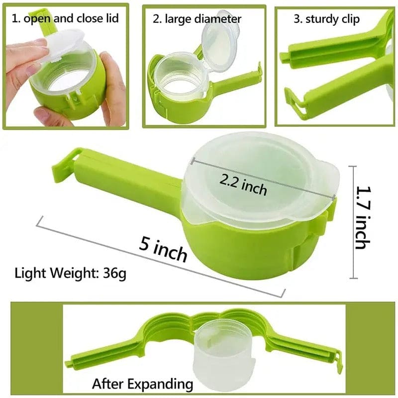 Snack Sealing Clip, Seal Pour Food Storage Bag Cap Clip, Food Sealer Clamp, Round Mouth Effect Clip Kitchen Tool,  Multifunction Seal Pour Food Storage Bag Clips, Moisture Sealing Snack Storage Container Clips, Home Food Close Clip Seal