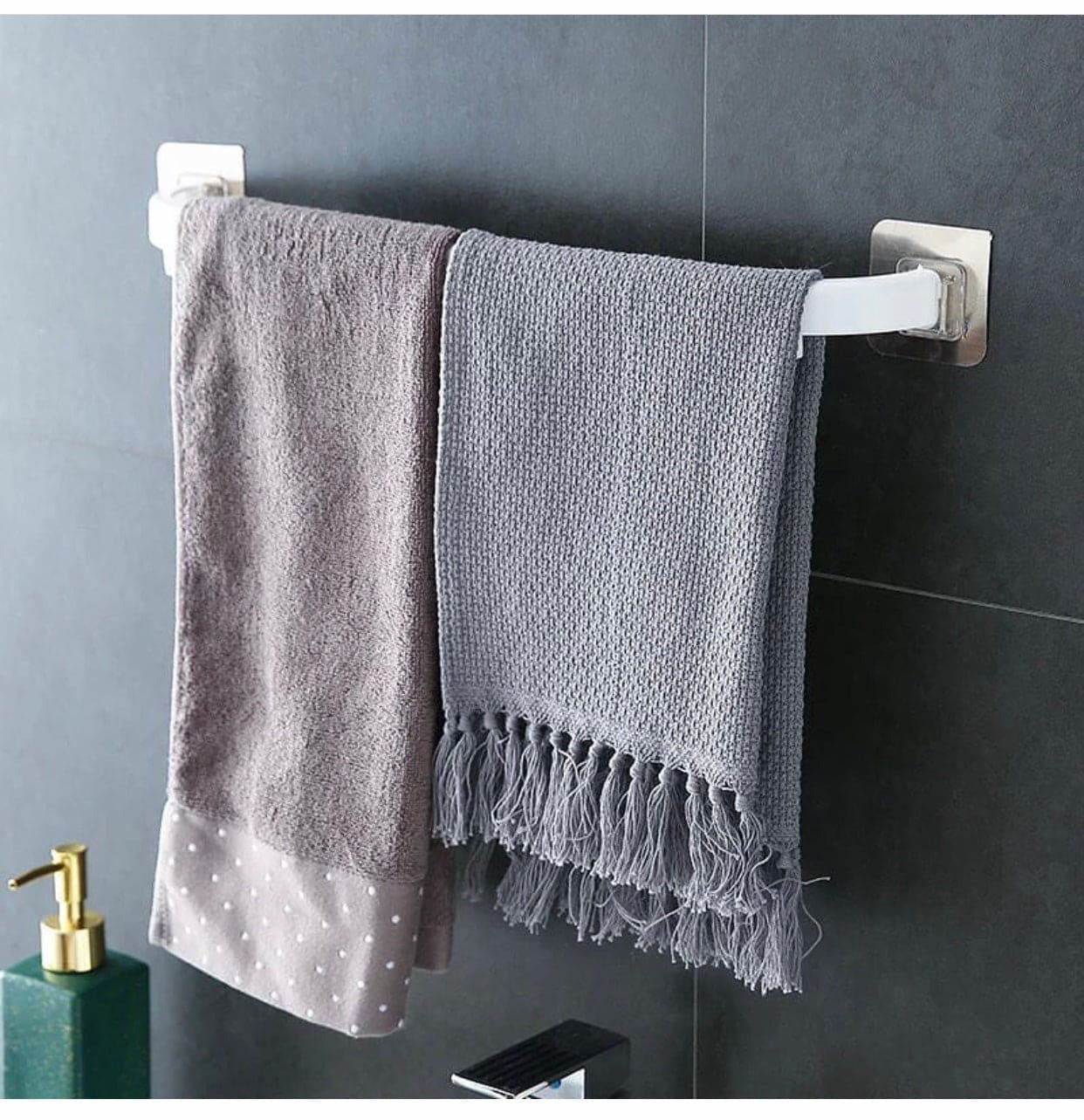Towel Holder For Bathroom, Self Adhesive Punch-Free Plastic Bathroom Towel Bar, Modern Towel Rail Bathroom for Home Kitchen Bathroom, Towel Stand