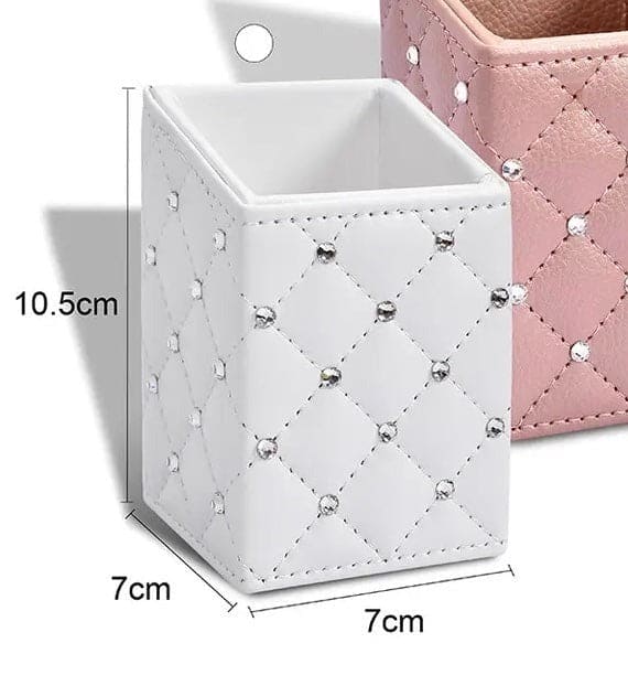 Luxury Leather Makeup Storage Holder, Cosmetic Cup Case Box for Makeup Brush, PU Leather Cosmetic Organizer
