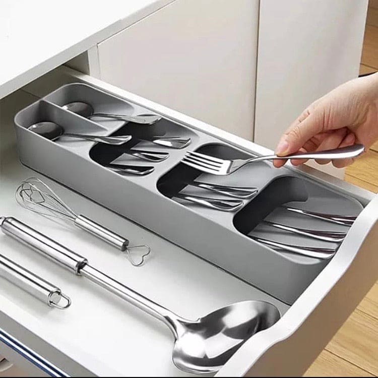 Cutlery Organizer, Kitchen Drawer Storage Tray, Plastic Spoon Container