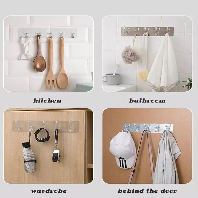 Amazing 3 To 6 Transparent Wall Hooks For Kitchen Bathroom Organizer, Strong Self Adhesive Door Wall Hanger, Towel Key Holder