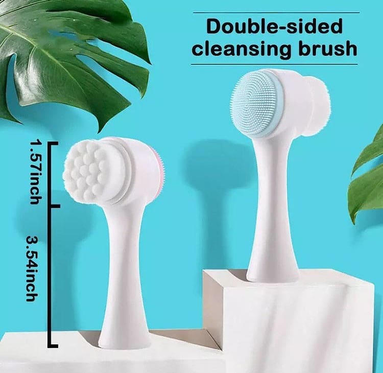Jade Roller With Double Sided Cleansing Facial Brush Set, Jade Stone Facial Roller, Dual-Sided Face Massager, Facial Cleansing Brush