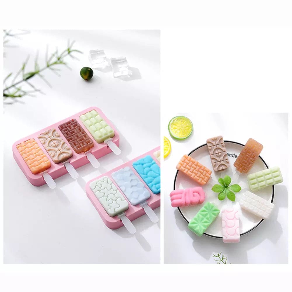 Set Of 4 Creative Ice Cream Molds, Silicone Ice Cream Mold, Ice Cube Tray Popsicle Molds, Frozen Ice Cube Molds, Homemade Freezer Ice Lolly Mold