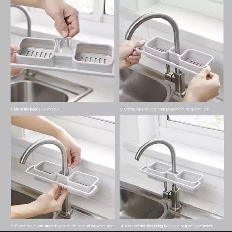 Adjustable Sink Storage Rack, Stainless Steel Sponge Holder, Adjustable Sink Hanging Brush