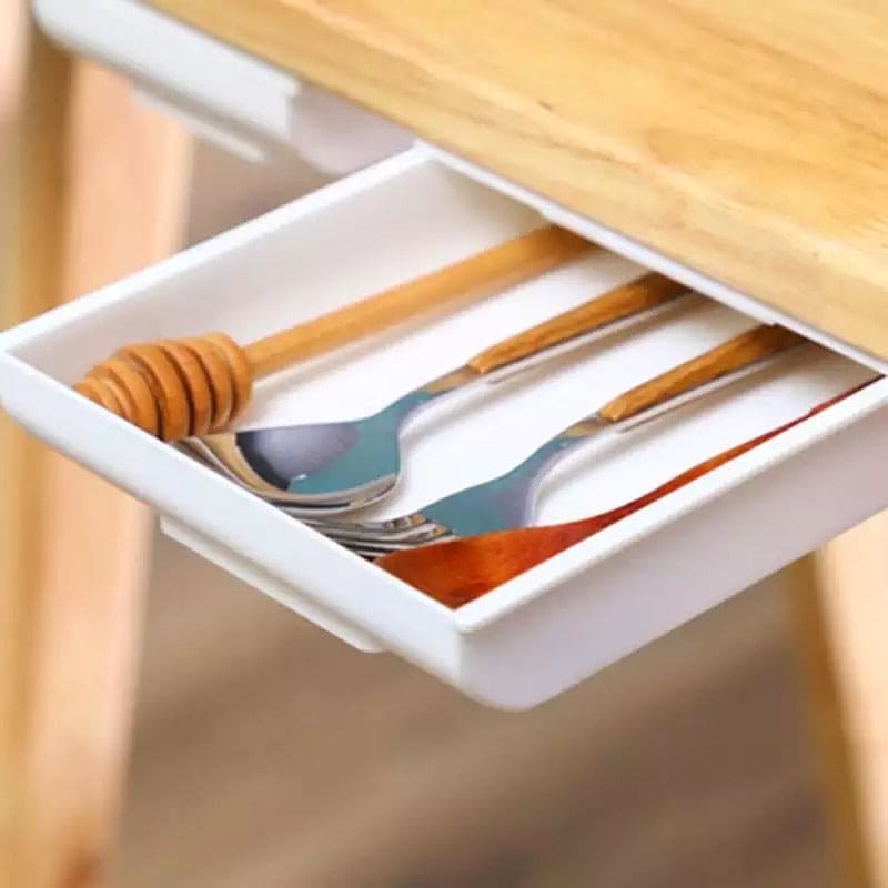 Under Desk Drawer Storage Organizer, Self-Adhesive Table Drawer, Supplies Storage Box