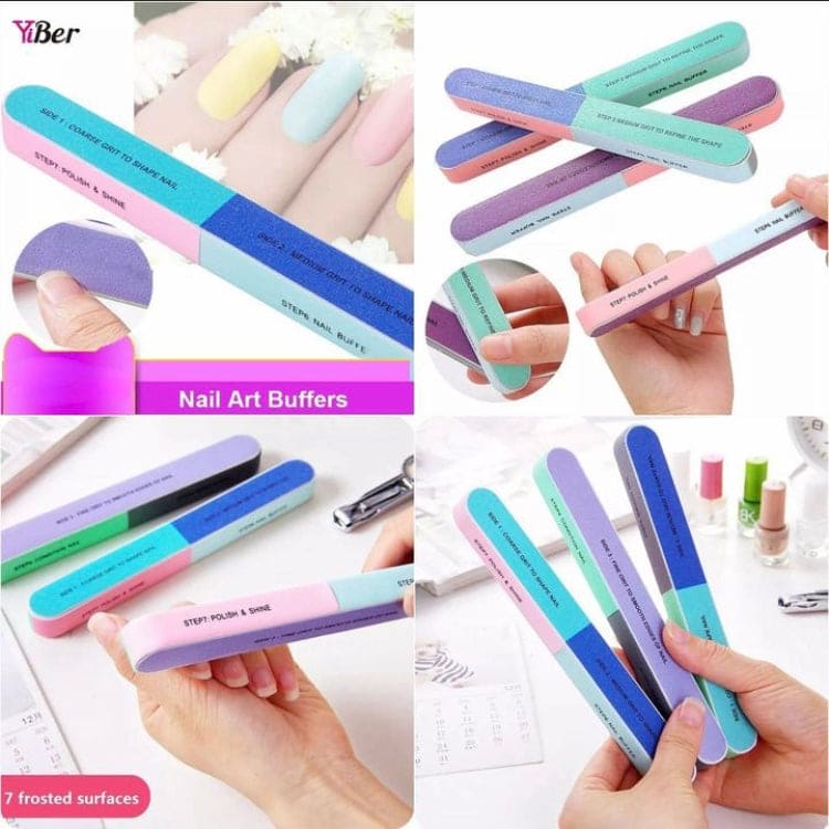 7 Faced Sandpaper Nail File Knives Nail Tool, Nail File Double Side Buffing Bar, Seven Sided Nail Files Polishing Tool, Manicure Pedicure Professional File Nail Art Sanding Nail Buffer