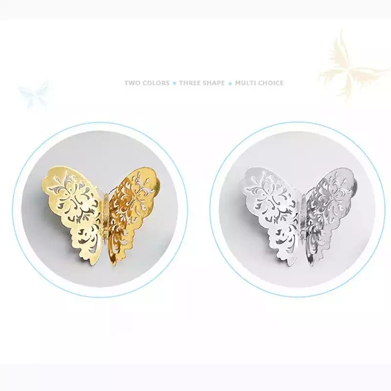 Set Of 12 3D Hollow Butterfly Wall Stickers For Home Decor, Butterflies Fridge Stickers, Party Wedding Decor