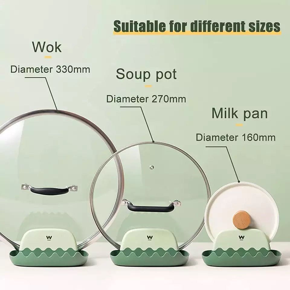 Wave Plastic Pot Lid Holder, Spatula Spoon Holder Stand, Pan Cover Shelf Tableware Storage Rack,  Chopsticks Oil Leakage Prevention Shelf Stand, Wave Lid Spoon Holder