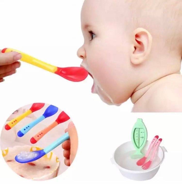Temperature Sensing Color Changing Baby Spoon Food Grade, Soft Silicone Tip Heat Sensitive Toddler