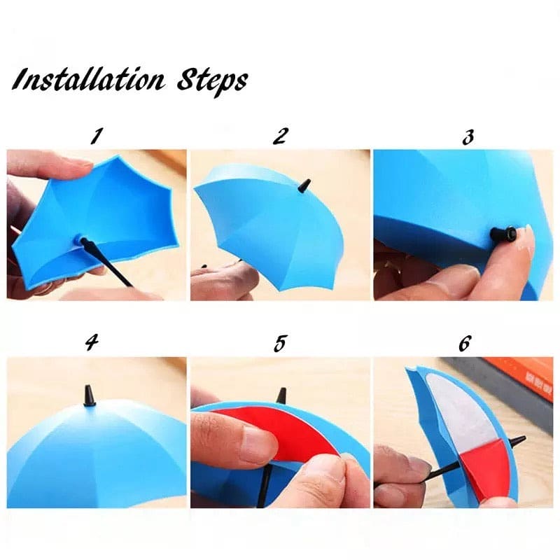 Set of 3 Creative Umbrella Self Wall Hook, Key Hair Pin Holder, Mini Umbrella Sticky Hooks, Home Decorative Hanging Hooks, Home Storage Organizer, Kitchen Bathroom Home Use Hook