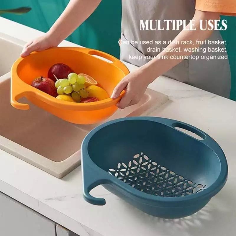 Plastic Fruit Vegetable Wash Drain Basket, Plastic Organizer Basket With Hook, Storage Container, Sink Hanging Drain Basket, Kitchen Storage Sink Shelf, Silicone Storage Basket Bag, Adjustable Holder For Sink