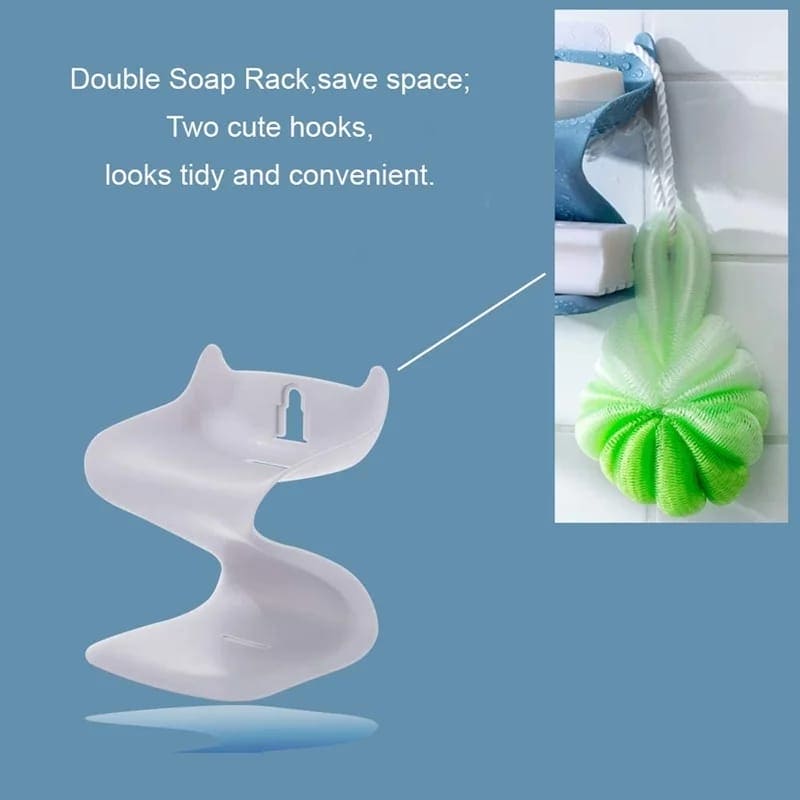 Double Layer Soap Holder, Strong Sponge Soap Holder, Wall Mounted Soap Dish Rack, Wave Soap Holder