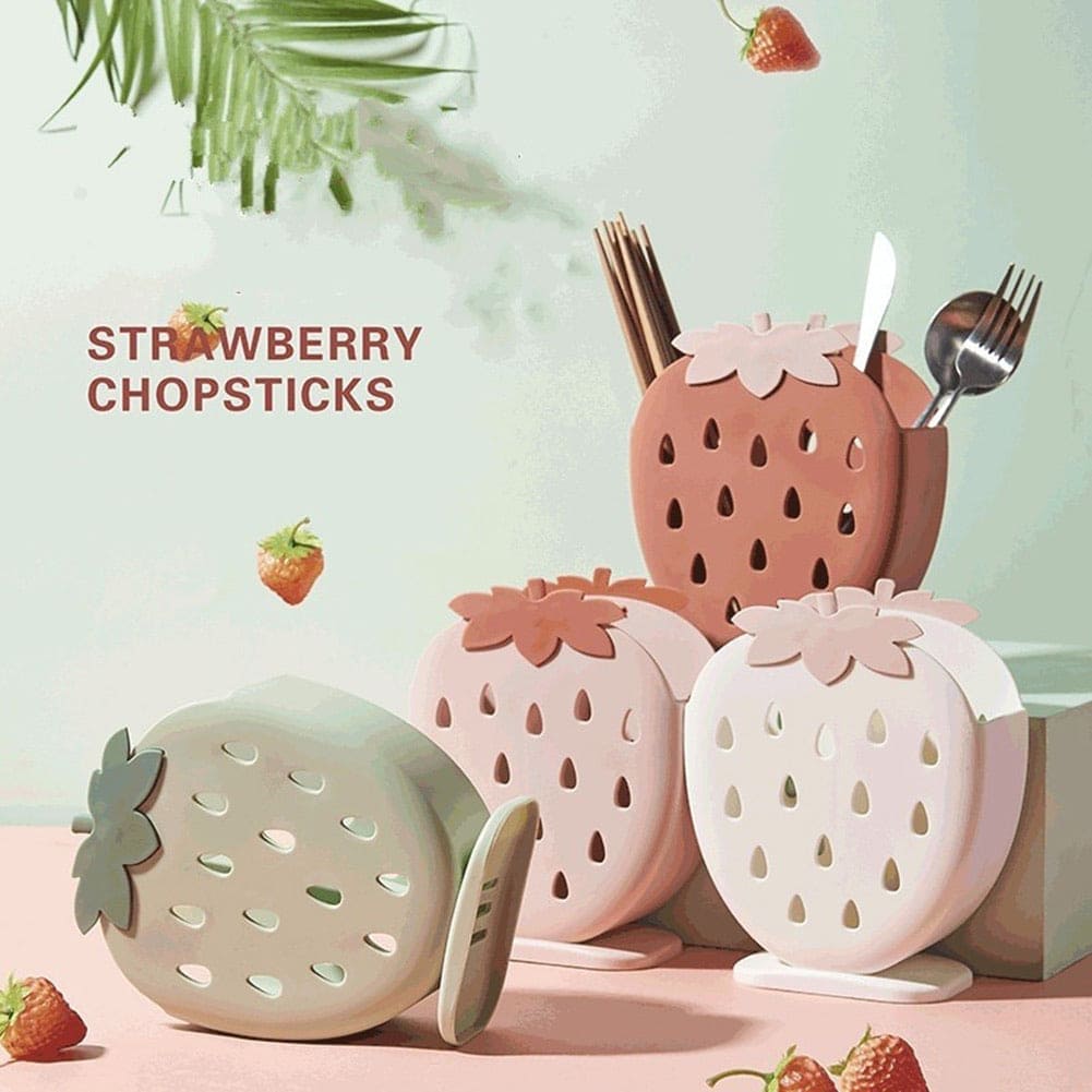 Strawberry Drain Cutlery Holder, Creative Knife Fork Stand Holder, Plastic Chopsticks Container