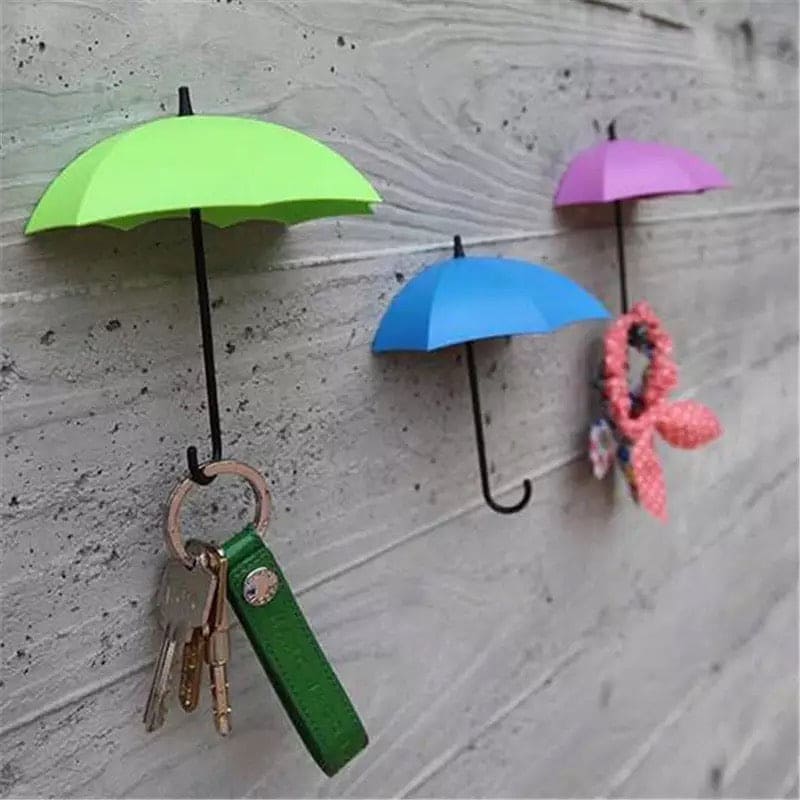 Set of 3 Creative Umbrella Self Wall Hook, Key Hair Pin Holder, Mini Umbrella Sticky Hooks, Home Decorative Hanging Hooks, Home Storage Organizer, Kitchen Bathroom Home Use Hook