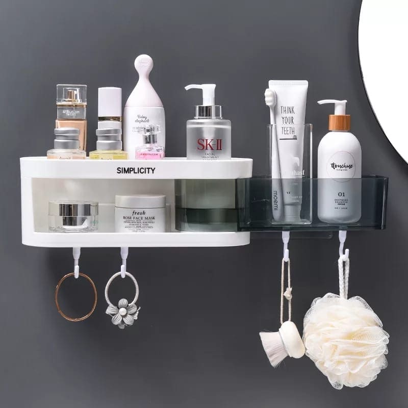 Bathroom Plastic Shelf, Rotating Corner Shower Rack, Shampoo Holder, Toilet Floating Shelves Organizer