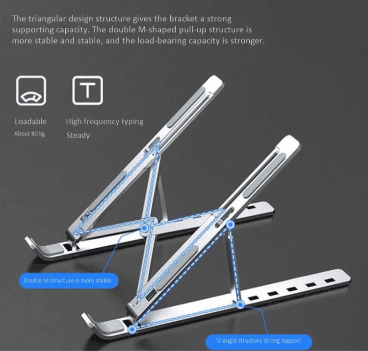 Adjustable Laptop Stand, Steel and Plastic Laptop Holder, 6 Levels Height Adjustment Laptop Holder