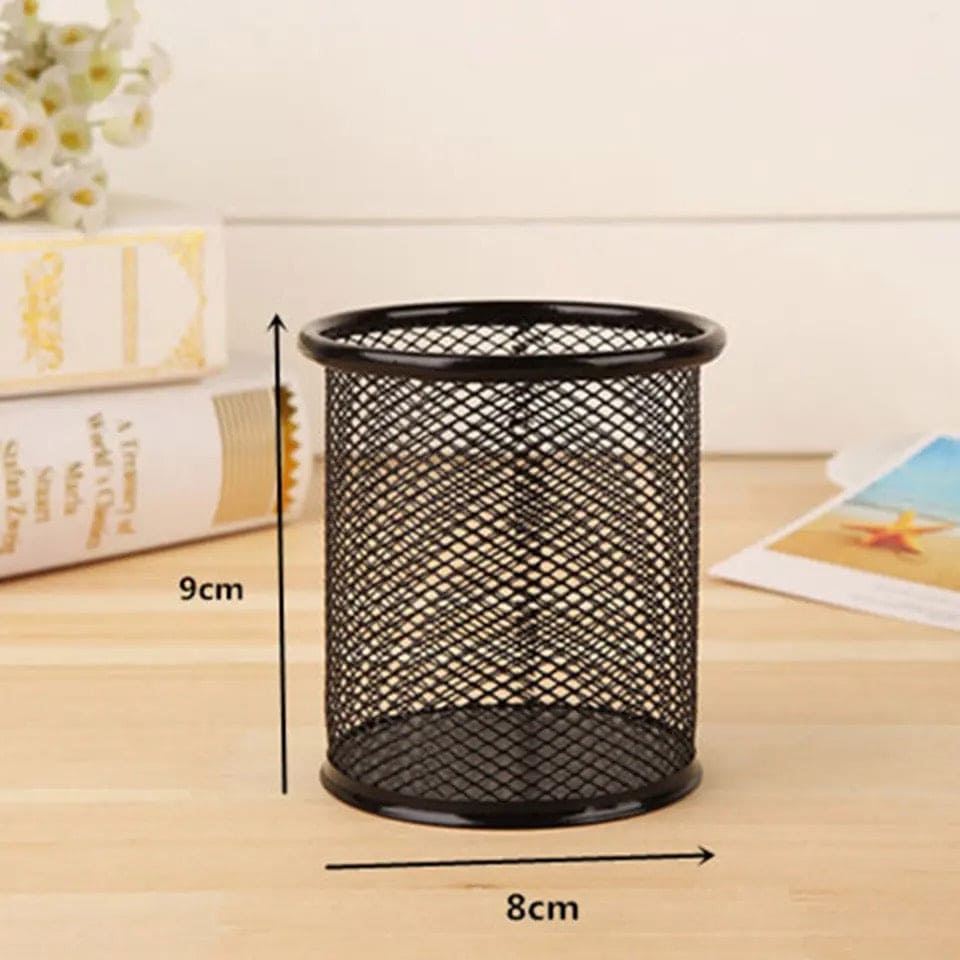 Metal Mesh Pen Holder, Pen Pencil Stationary Holder, Black Metal Stationary Organizer, Creative Metal Pen Holder, Pen Stand For Office Table, Sleek Black Stationary Cup